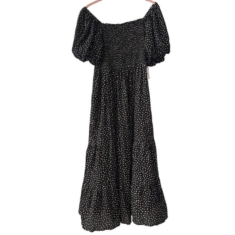 Angie Black Polka Dot Off-Shoulder Maxi Dress